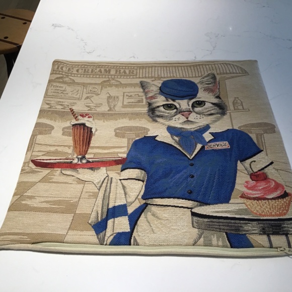 Cat Vintage Diner Waitress pillow cover - Picture 3 of 3